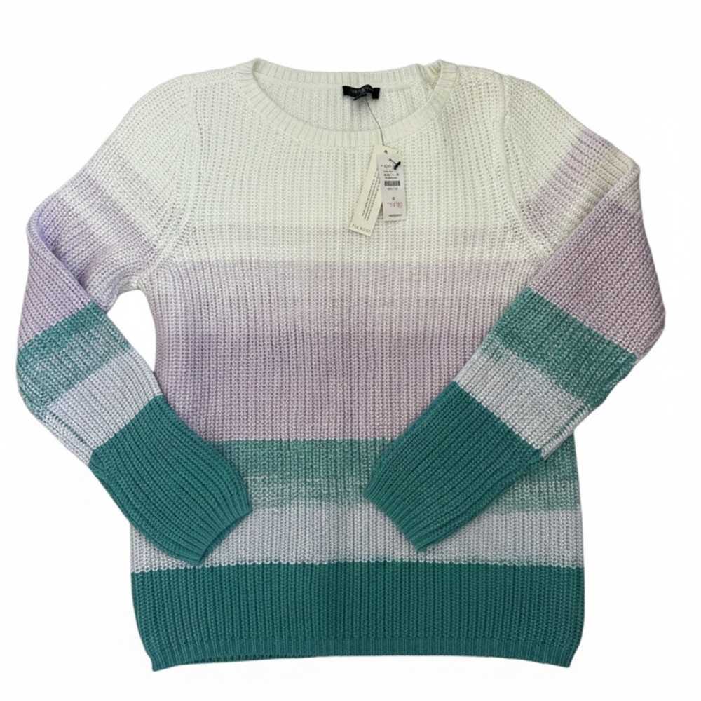 Talbots Women's Striped Sweater in White, Purple, and Green